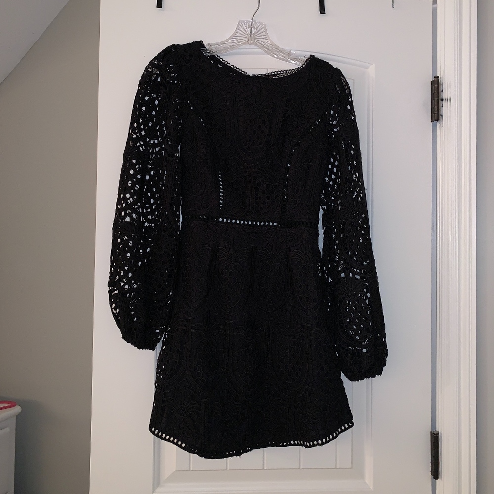 Selfie Leslie Long Sleeve Black Lace Dress